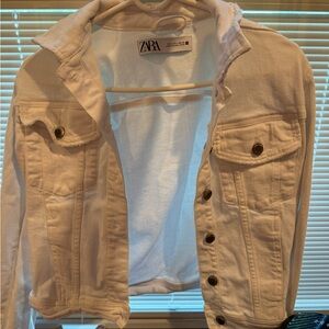 Zara- Cropped White Denim Jacket